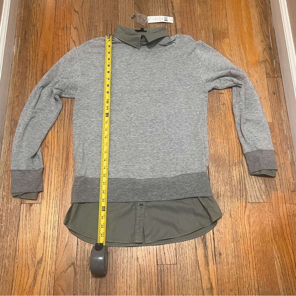 Theory Gray Sweater with Olive Layer